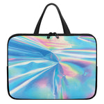 Blue Holographic Print Laptop Sleeve With Handle