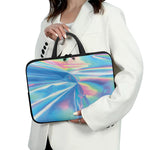 Blue Holographic Print Laptop Sleeve With Handle