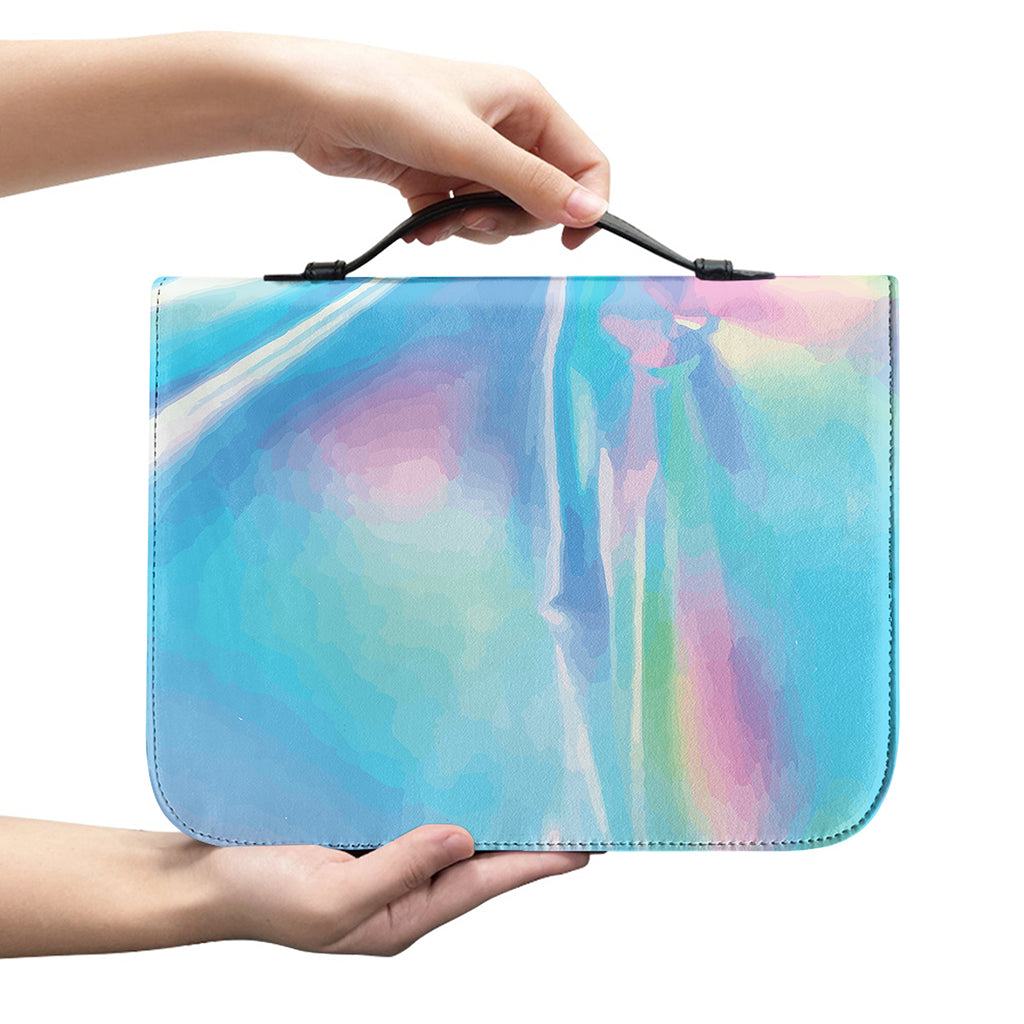 Blue Holographic Print Leather Bible Cover