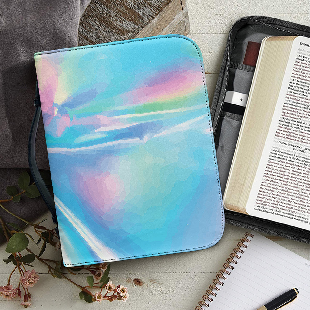 Blue Holographic Print Leather Bible Cover