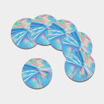 Blue Holographic Print Leather Coaster Set