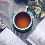 Blue Holographic Print Leather Coaster Set