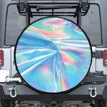 Blue Holographic Print Leather Spare Tire Cover