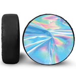 Blue Holographic Print Leather Spare Tire Cover