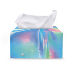 Blue Holographic Print Leather Tissue Box Cover