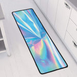 Blue Holographic Print Long Kitchen Mat