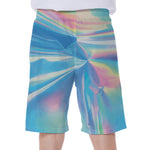 Blue Holographic Print Men's Beach Shorts