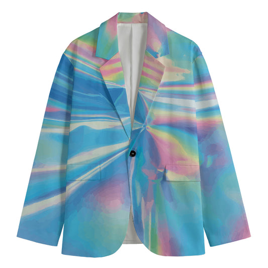 Blue Holographic Print Men's Blazer