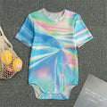 Blue Holographic Print Men's Bodysuit
