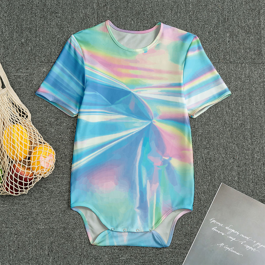 Blue Holographic Print Men's Bodysuit