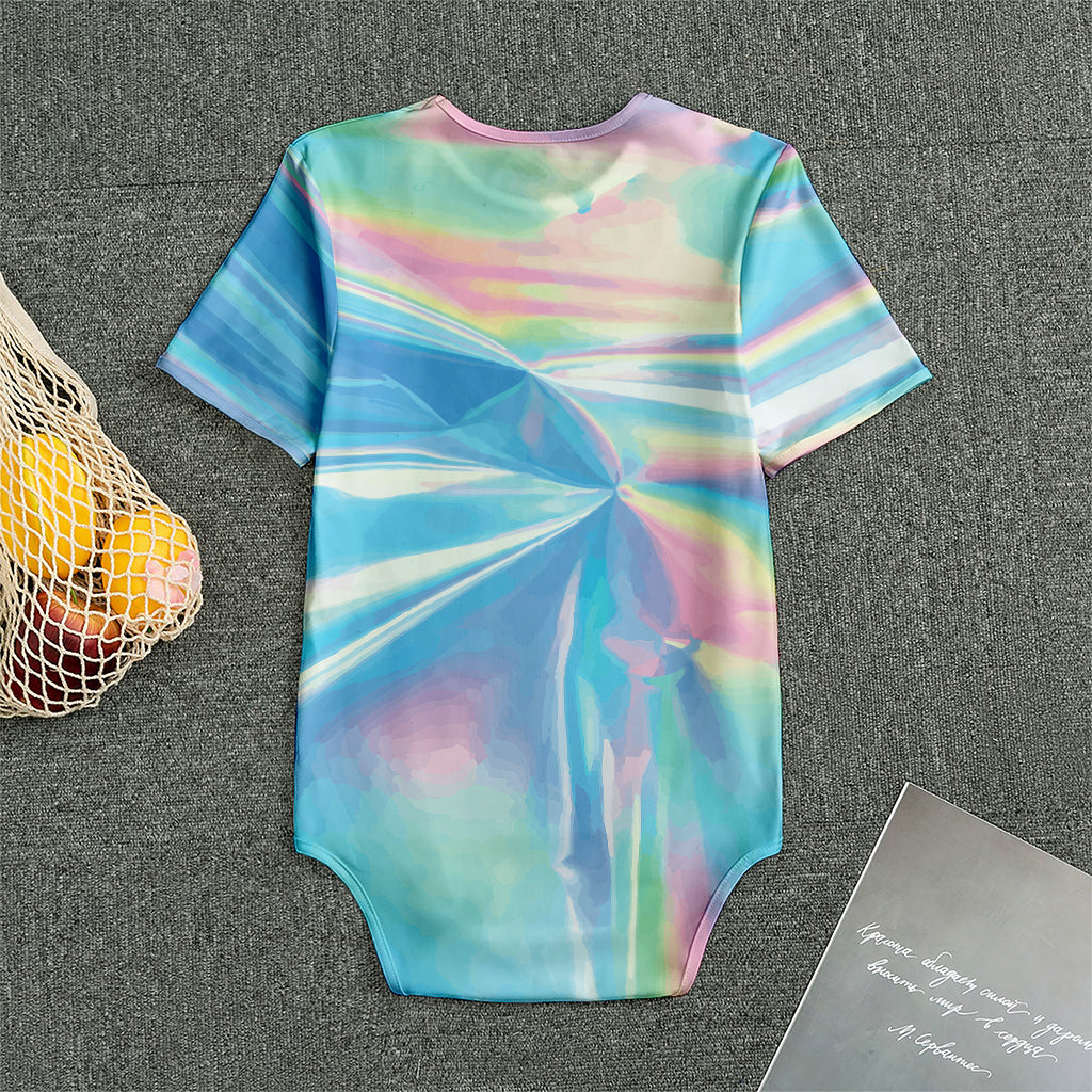 Blue Holographic Print Men's Bodysuit