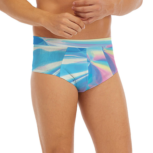 Blue Holographic Print Men's Briefs