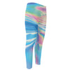 Blue Holographic Print Men's Compression Pants