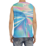 Blue Holographic Print Men's Fitness Tank Top