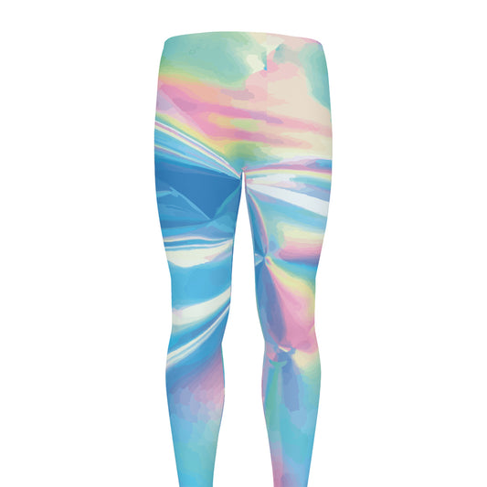 Blue Holographic Print Men's leggings