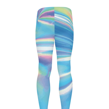 Blue Holographic Print Men's leggings