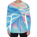 Blue Holographic Print Men's Long Sleeve T-Shirt