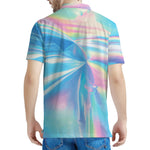 Blue Holographic Print Men's Polo Shirt
