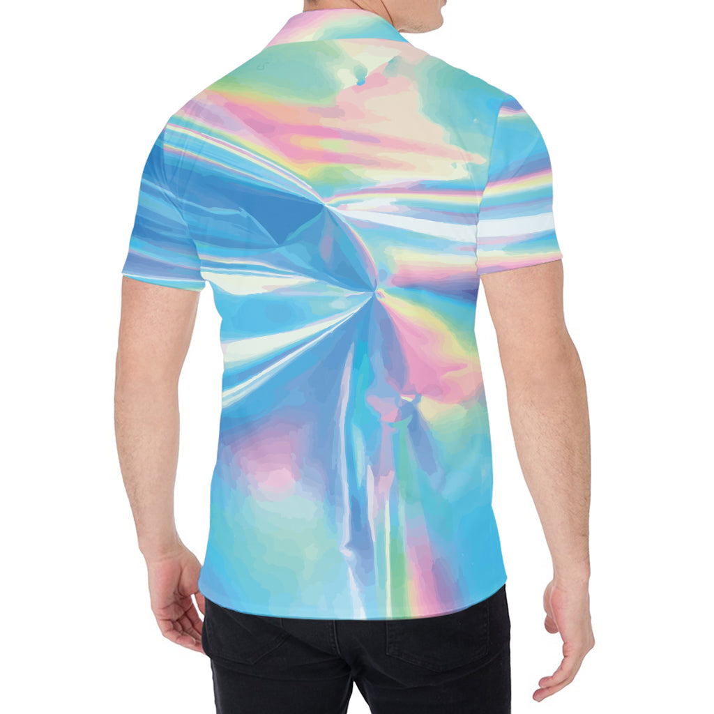 Blue Holographic Print Men's Shirt