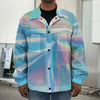 Blue Holographic Print Men's Shirt Jacket