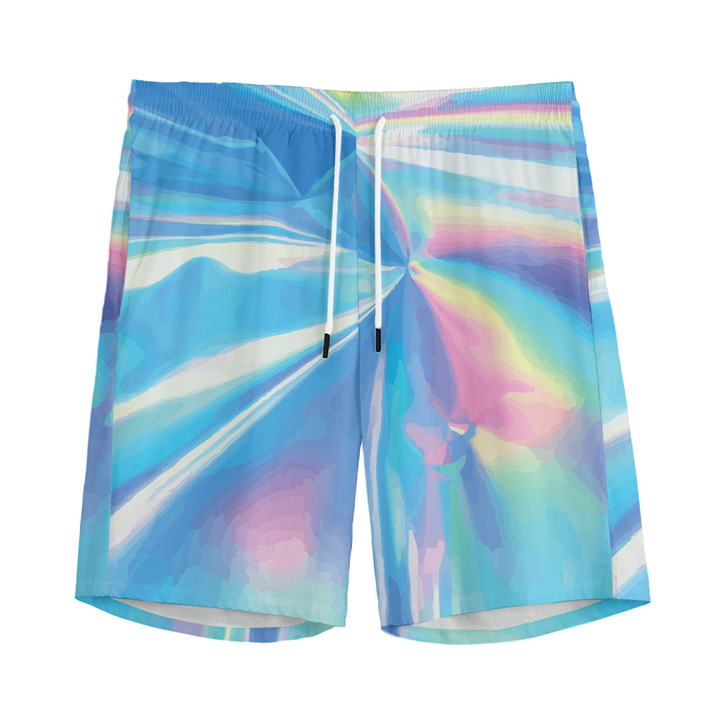 Blue Holographic Print Men's Sports Shorts