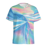 Blue Holographic Print Men's Sports T-Shirt