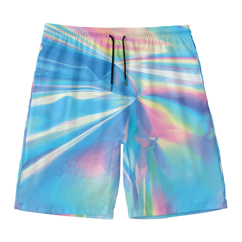 Blue Holographic Print Men's Swim Trunks