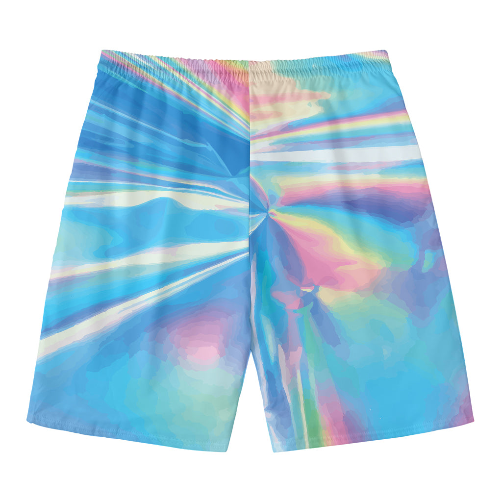 Blue Holographic Print Men's Swim Trunks