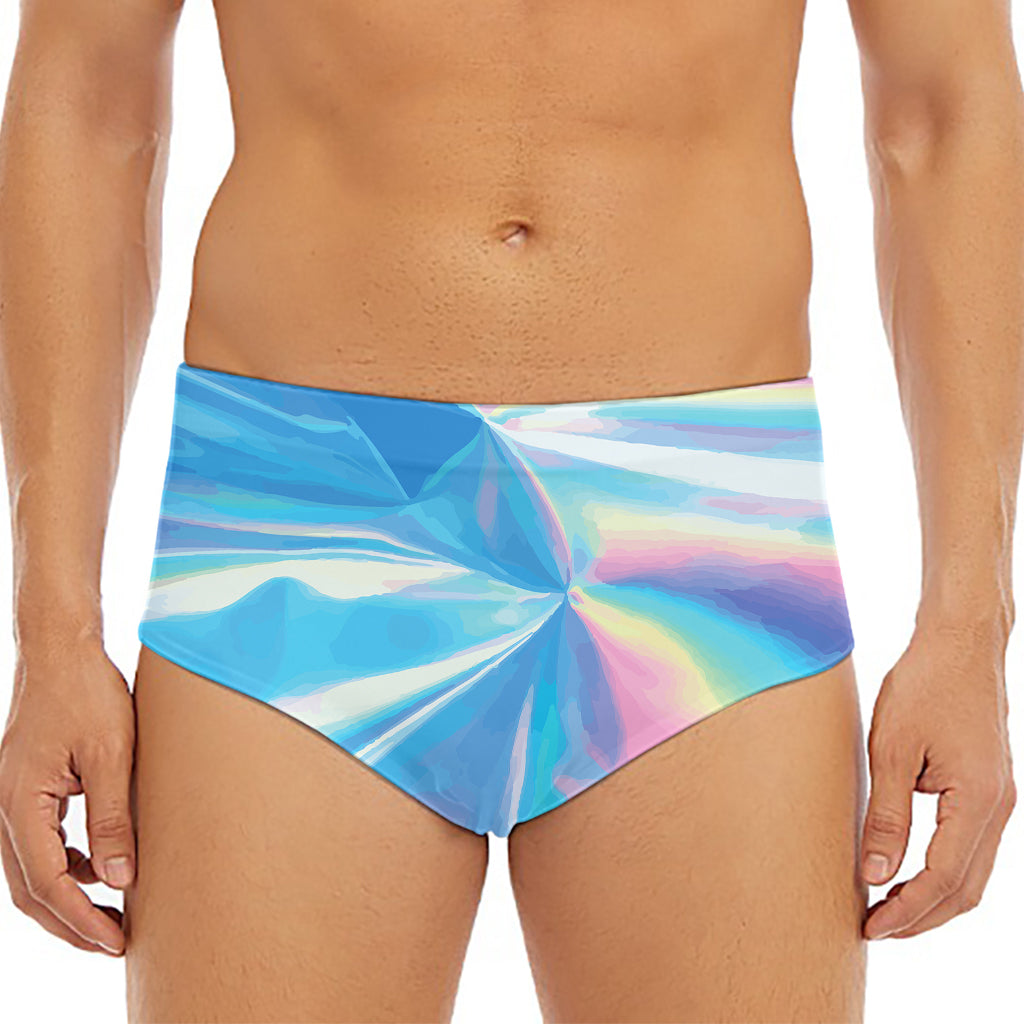 Blue Holographic Print Men's Triangle Swim Briefs