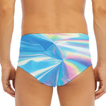Blue Holographic Print Men's Triangle Swim Briefs