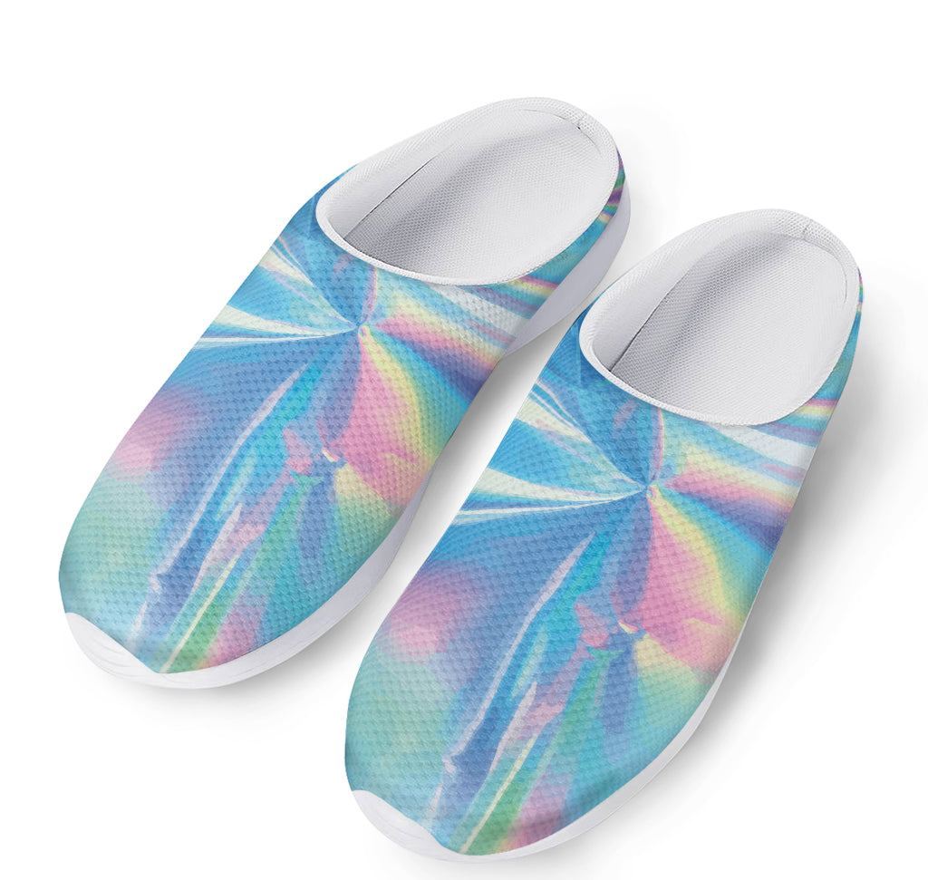 Blue Holographic Print Mesh Casual Shoes
