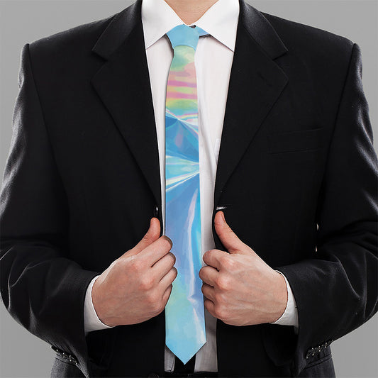 Blue Holographic Print Necktie