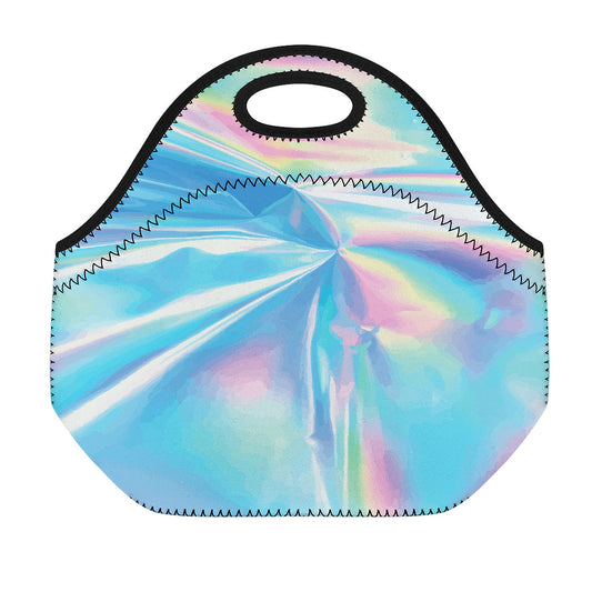 Blue Holographic Print Neoprene Lunch Bag