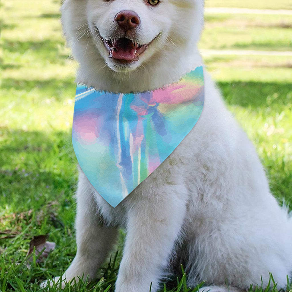 Blue Holographic Print Over The Collar Dog Bandana