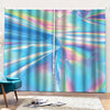 Blue Holographic Print Pencil Pleat Curtains