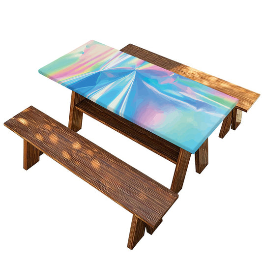 Blue Holographic Print Picnic Table Cover