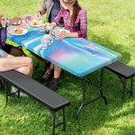Blue Holographic Print Picnic Table Cover