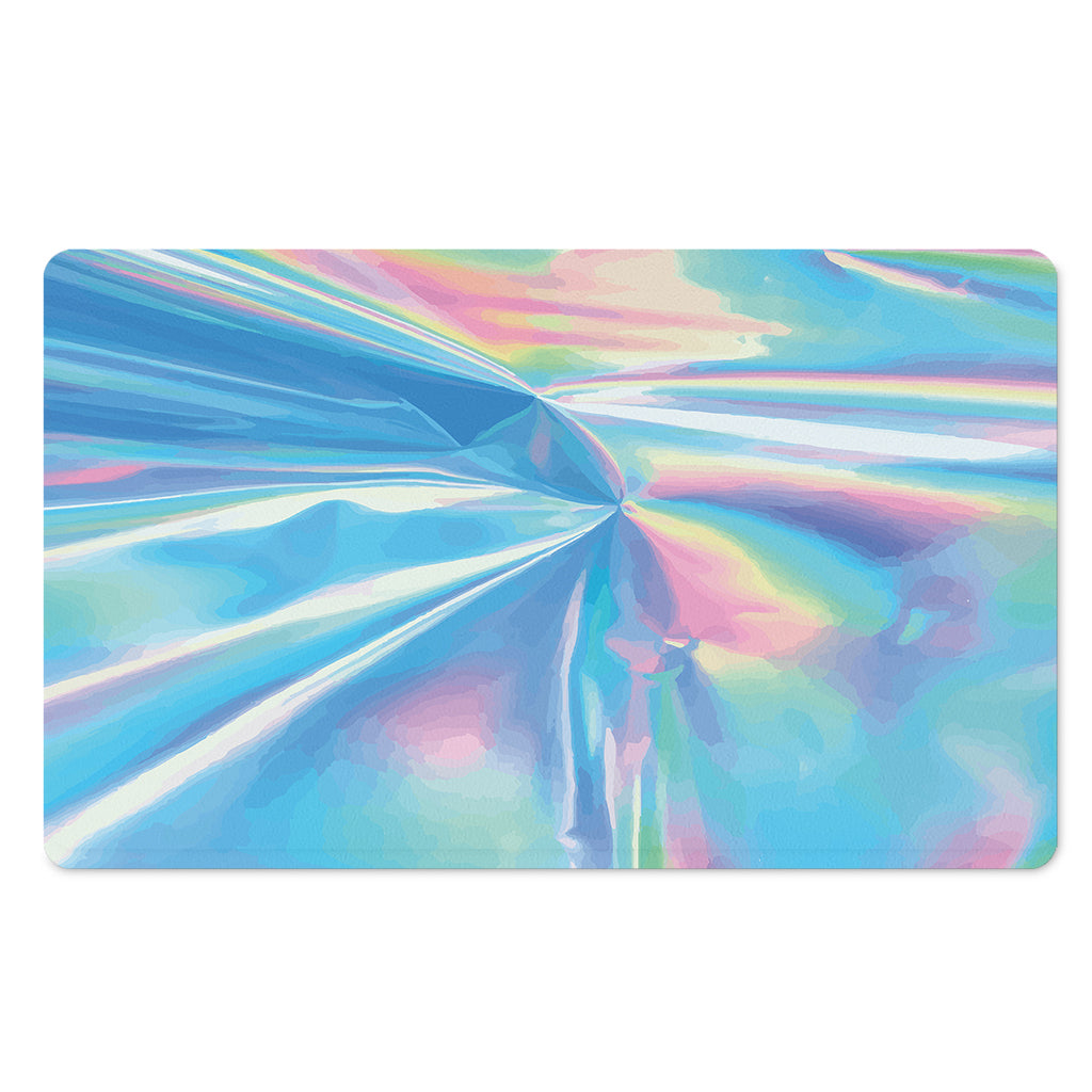 Blue Holographic Print Polyester Doormat