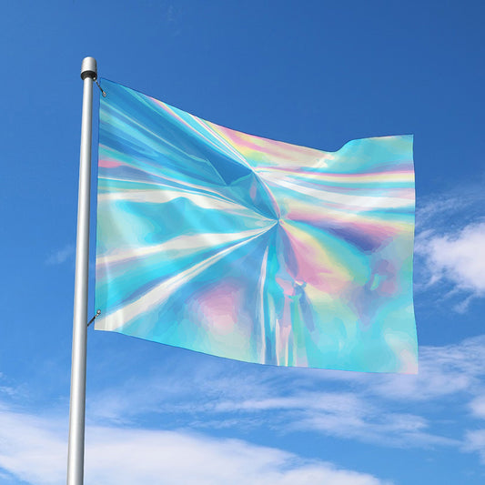 Blue Holographic Print Polyester Flag