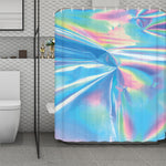 Blue Holographic Print Polyester Shower Curtain