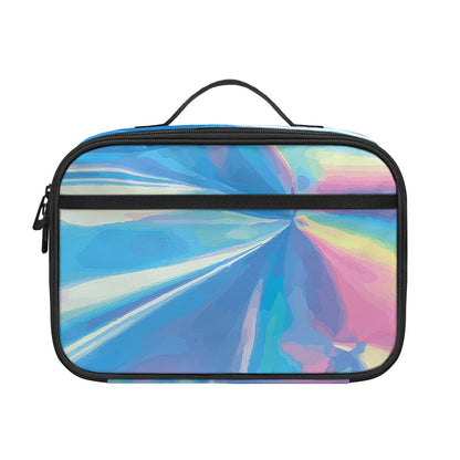 Blue Holographic Print Portable Lunch Bag