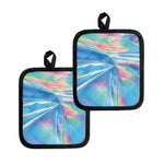 Blue Holographic Print Pot Holders