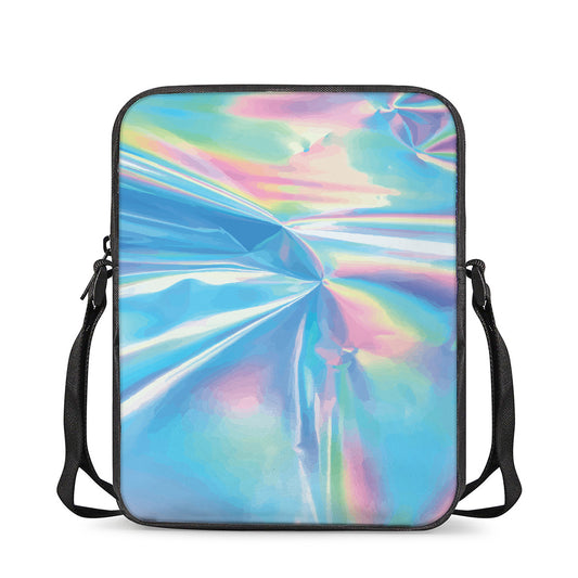 Blue Holographic Print Rectangular Crossbody Bag