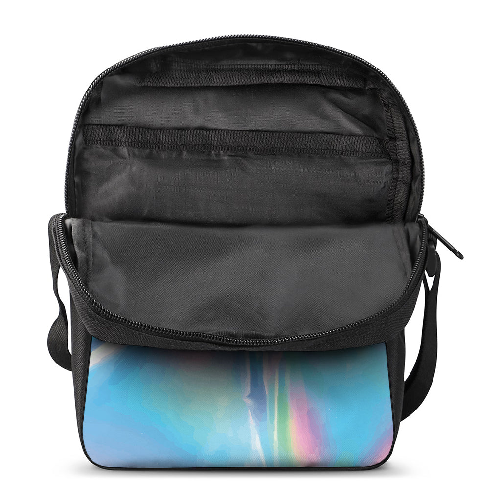 Blue Holographic Print Rectangular Crossbody Bag