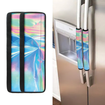 Blue Holographic Print Refrigerator Handle Covers