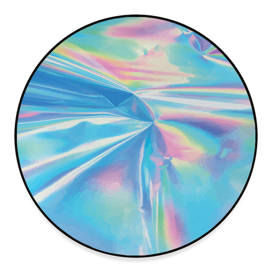 Blue Holographic Print Round Floor Mat