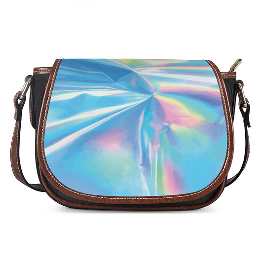 Blue Holographic Print Saddle Bag