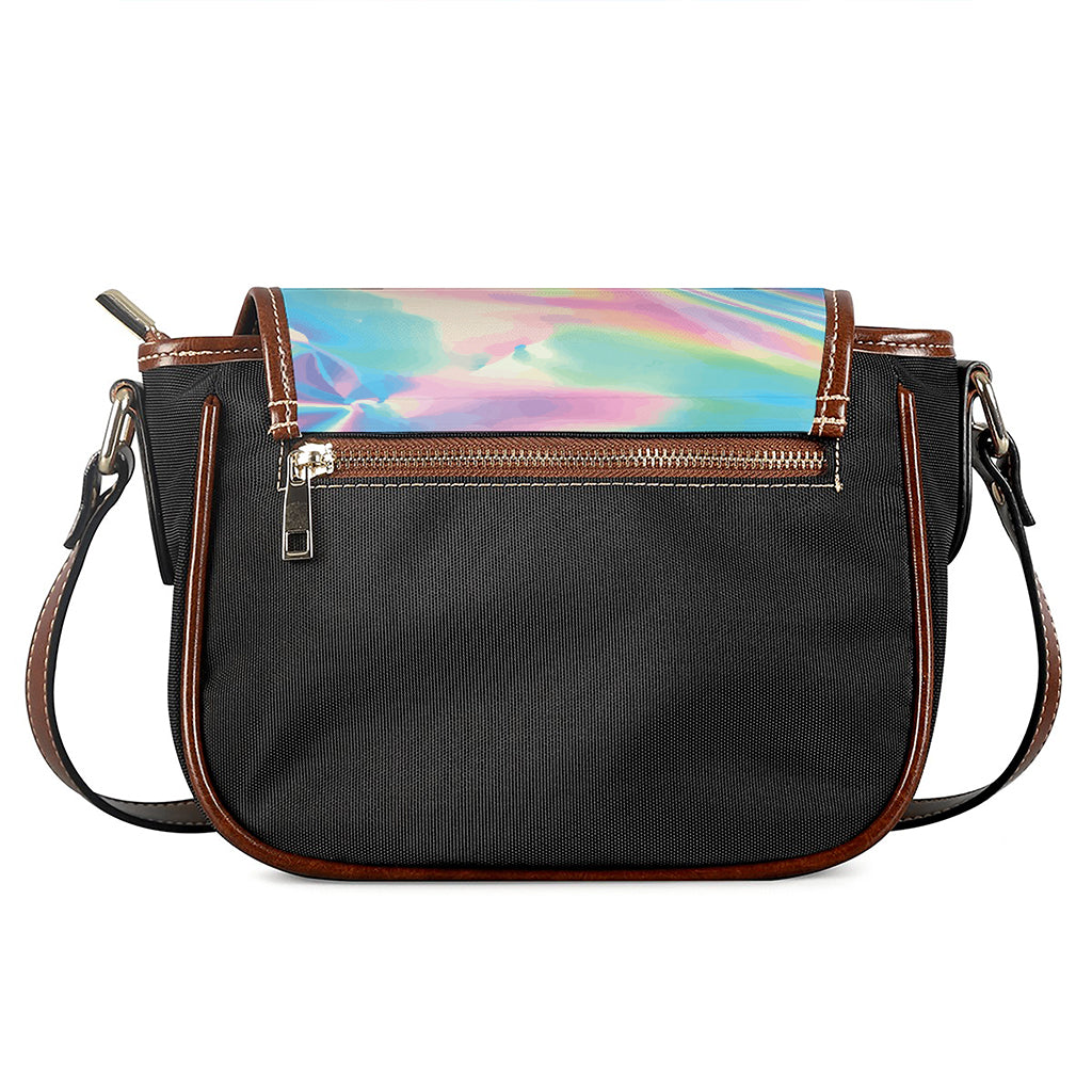 Blue Holographic Print Saddle Bag