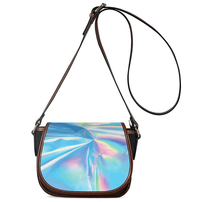 Blue Holographic Print Saddle Bag