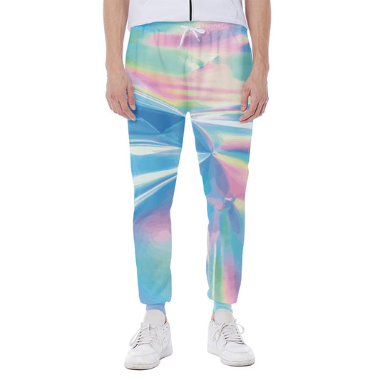 Blue Holographic Print Scuba Joggers